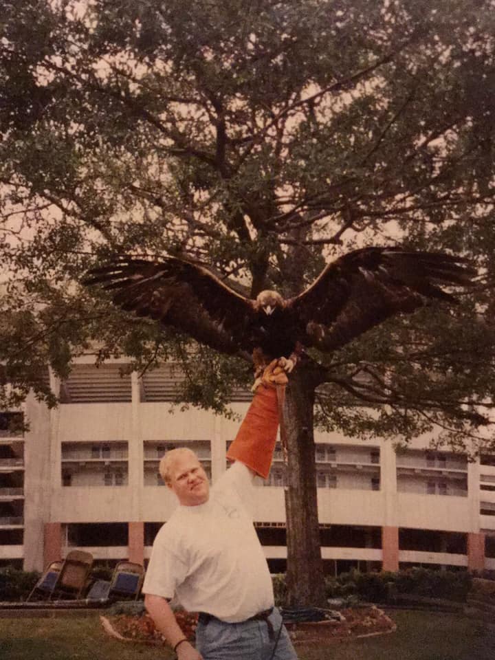 Trainer Cory Blair with War Eagle VI, 1993